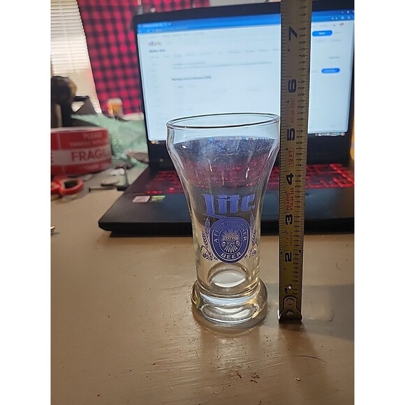 Vintage Miller Lite Pilsner Glass Blue Logo “A Fine Pilsner Beer” Barware - Picture 9 of 9
